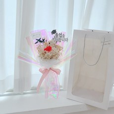 LOVELY FARM LED 閃亮極光永生花束 + 燈飾 + 畢業插牌套組 + 提袋, 1套, 紅色極光