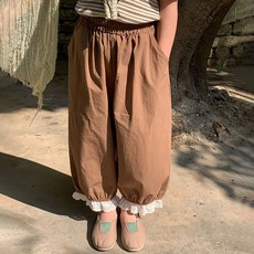 Starbean 女童休閒蕾絲鬆緊帶長褲
