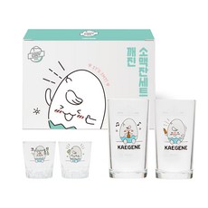 EGGY SEOUL 玩偶印花玻璃燒啤酒杯 2入+玻璃燒酒杯 2入, 1套