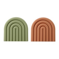 애쉬 레인보우 인테리어 소품 절연 냄비매트 2종 세트, 그린, 오렌지, 1세트