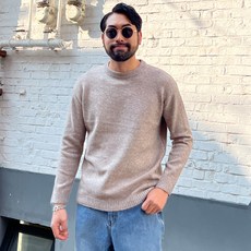 파이브라지 남성용 빅사이즈 오버핏 스탠다드 라운드 니트 티셔츠