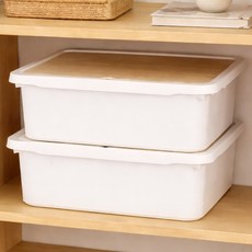 BONOHOUSE 木蓋儲物收納箱, 白色, 2個