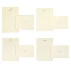 PAPERIAN From the Sea 信紙 4款 x 4張 + 信封 4款 x 2張 套組, 企鵝, 豎琴海豹, 極光貝殼, 鯨魚, 1套