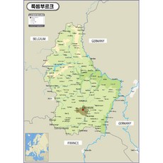 地圖網 盧森堡 地圖 地形 覆膜型 150 x 210 cm, 1個