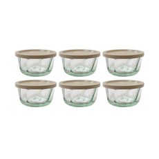 WECK 波浪型玻璃儲物瓶 No.568 6入 + PE米色瓶蓋 6入組, 280ml, 1套