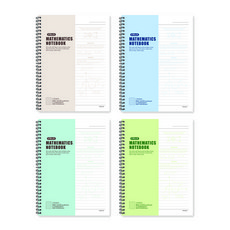 misoro 3000 數學線圈筆記本 2383 4件組, 米色, 藍色, 薄荷綠, 綠色, 1套