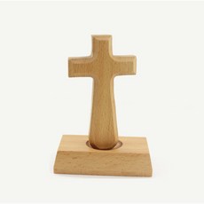Mihwabujang 迷你祈禱手 桌上型站立裝飾 便攜式車用木製十字架祈禱吊墜, 01 木質