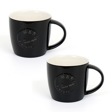 MASI FIRENZE 陶瓷高筒馬克杯 350ml, 曜石黑, 2個