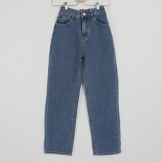 빼빼 여성용 뒷밴딩 루즈핏 일자 청바지