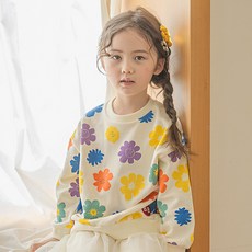 BABYBLEE 兒童彩色花朵長袖棉質大學T