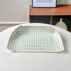 파스텔펫 반려동물 체크방수 흘림방지 매트 45 x 30 cm, 그린, 1개