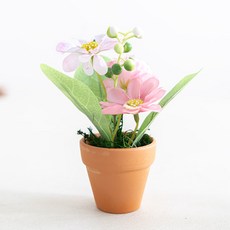 플라워트리 조화 클래식 데스크테리어 데이지화분 12cm, 핑크, 1개