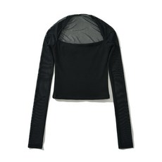 아이엠몽 여성용 스리치 메쉬 긴팔 골지 티셔츠