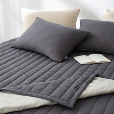 HEIRLOOM 純棉高密度60支紗固定鬆緊帶保潔墊, 炭灰色