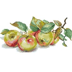 5顆招財蘋果十字繡圖稿 + 繡布 + 繡線 + 針 套組, 混合色, 1套