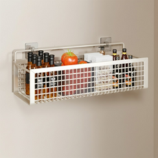 ROI life 免打孔壁掛式雙格防鏽置物籃, 白色, 1個