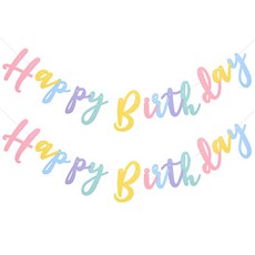 joyparty 手寫風生日掛旗, 2個, 粉彩