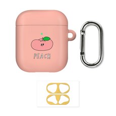 GOOSPERY Noishin AirPods 硬殼保護套, 桃子角色(保護殼), 隨機出貨(貼紙), 單一商品