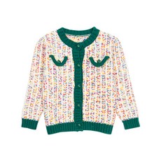 女童款JJ粗花呢針織開襟衫 CCV72GNT82