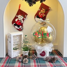 LOVELY FARM LED聖誕魔術氣球 + 壓克力樹套組, 16 快樂聖誕節 + 4金色