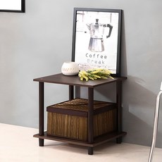 노아가구 noa furniture 方塊雙層邊桌, 1組, 核桃