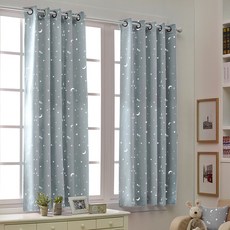 Colorstory THE ZARI 星空款扣環遮光窗簾 自然灰色, 小型 135*170cm