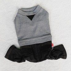 레어밍스 반려동물 기모데님 올인원, 블랙, 1개