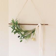 ScentBasket 自然風花圈花環 懸掛式橄欖花環 40cm, 混合色