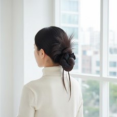 Alleophom 低髮髻夾式假髮 L265-0057DB, 深棕色, 1個