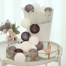 LACEVINE 棉球燈 20顆 電池款, 黑灰色