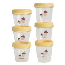 BABY&I 副食品分裝密封罐 170ml 3入, 芥末黃, 1組