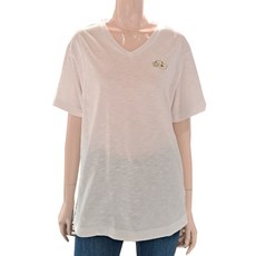 숲 여성용 통기성 브이넥 미니자수 반팔 티셔츠 SY5ST81