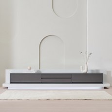 데코퍼니쳐 LED 레이즈 4단 거실장 방문설치, 그레이화이트