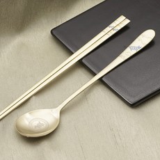 十二生肖豬年餐具組, 1套, 湯匙 + 筷子, 金色