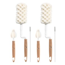 lieto 大海綿旋轉奶瓶刷+奶嘴刷+迷你吸管刷, 棕色, 2組