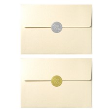 奢華珠光喜帖 明信片信封 30入 + 貼紙 10入 x 3入組, 柔和奶油色(信封), 隨機出貨(貼紙), 1套