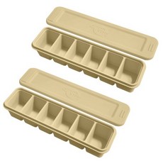 SiliconStory 韓國製造 嬰幼兒用雙重密封白金矽膠副食品分裝盒, 粉彩黃, 180ml, 2個