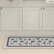 Le'aum 優雅花朵 PVC 廚房緩衝地墊, 1個, 海軍藍