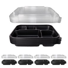 Bloom at home 5格炸豬排容器 黑色, 1入, 25個