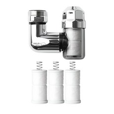 DAELIM BATH 臉盆旋轉過濾水龍頭 主體 + 濾芯補充包 3個, 光澤銀, 1組