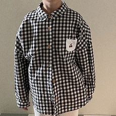 Neul兒童款櫻桃刺繡口袋長袖襯衫