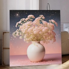 세잔느화실 풍수 화월 달항아리 꽃그림 복들어오는 캔버스액자 07 은하수달항아리, 07.은하수달항아리