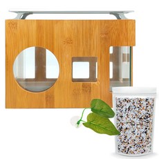 Aquatera 木質魚缸 AMZW30+魚缸裝飾仿真植物+造景石 1kg+LED燈組, Osaeksa（地板材料）