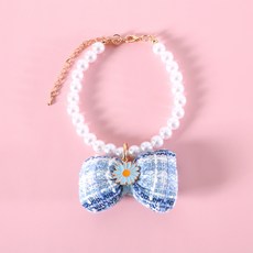 웨이비데이즈 반려동물 에델라 플라워 리본 목걸이, 블루, 1개