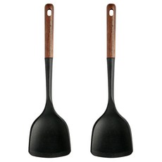 EasySilly Nova 木柄矽膠鍋鏟, 2個, 黑色