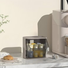 심플 사각 벽걸이가능 간식 커피 보관함, 블랙, 1개