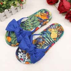 Aube Maison 夏威夷蝴蝶結棉質拖鞋, 1套, 藍色