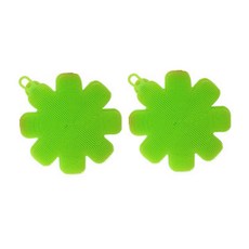 UL 花朵造型矽膠菜瓜布 淺綠色, 1個, 2入