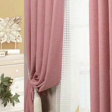 DECOREAN 設計廊 Primer 三層織遮光穿孔窗簾, 粉紅色