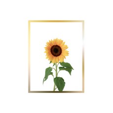 인테리어 포스터 그림 02 썬플라워 F + 알루미늄 액자 세트, 골드